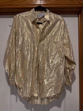 Forenza Shimmery Gold Button-Front Blouse